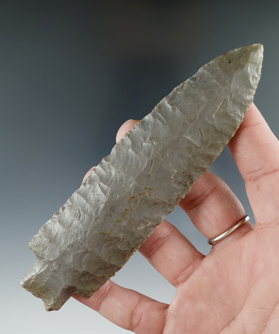 5 3/16" Heavy Duty with excellent flaking, Indiana with minor restoration. Ex. Townsend.