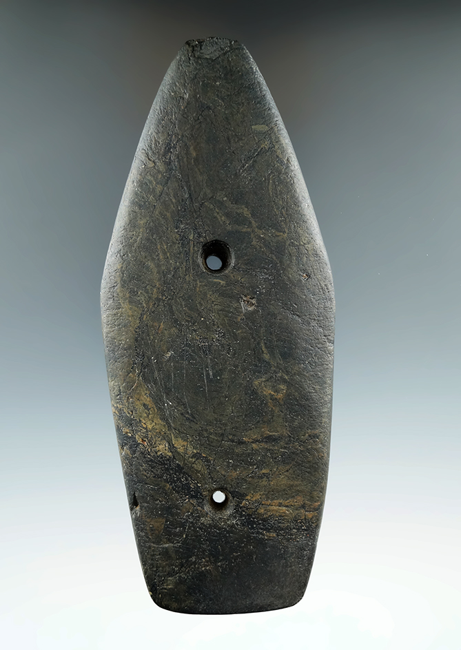 5 7/8" Glacial Slate Coffin Gorget with very unique color pattern found in Wood Co., Ohio.