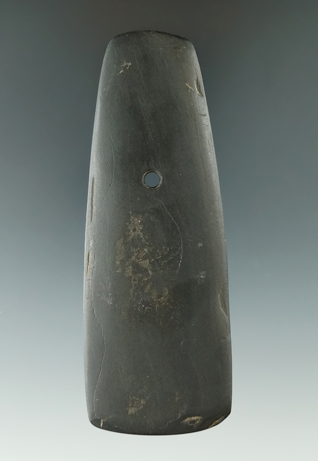 4 1/2" Black Slate Hopewell Pendant found in Fayette Co., Ohio.