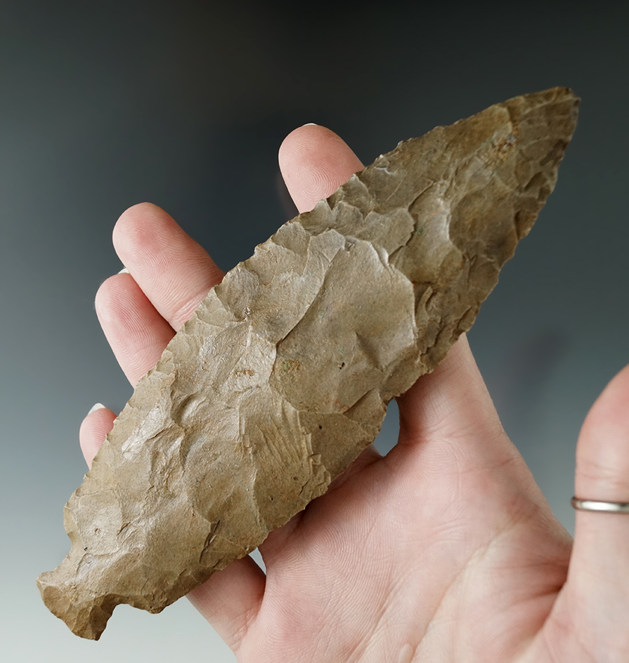 Large! 6 1/16" Benton Bottleneck made from Dover Flint found in Kentucky/Tennessee. COA.