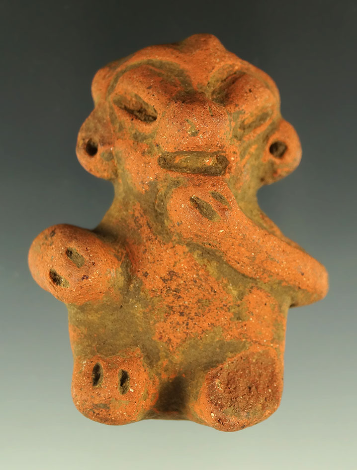 2 5/8" nicely styled and well patinated effigy figurine found in Ecuador. Ex. Kowinski- Bennett COA.