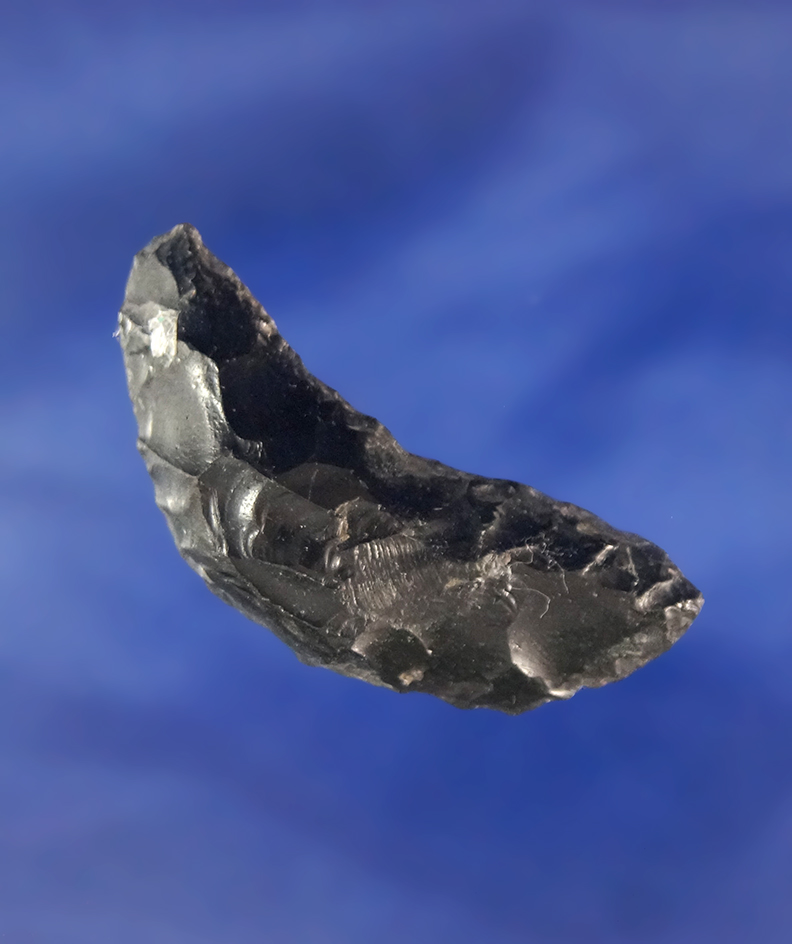 1 7/16" Obsidian Paleo  Crescent found near Fort Rock Oregon.