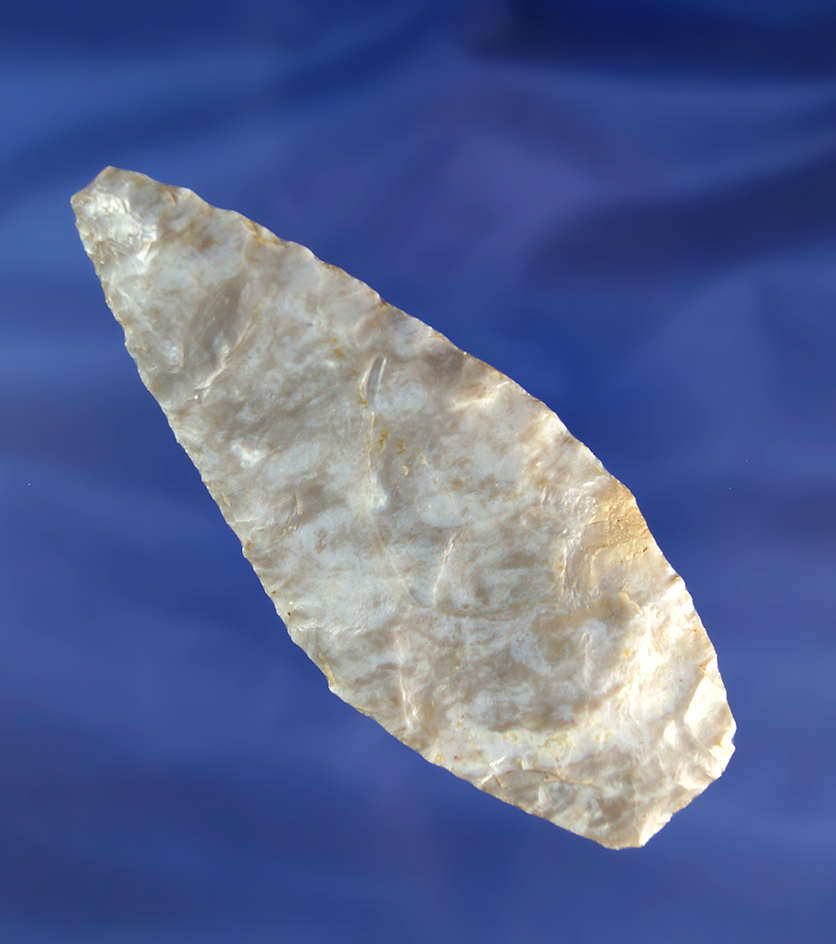 Nicely beveled 3 5/8" Lanceolate Knife made from Flint Ridge Flint found in Ohio.