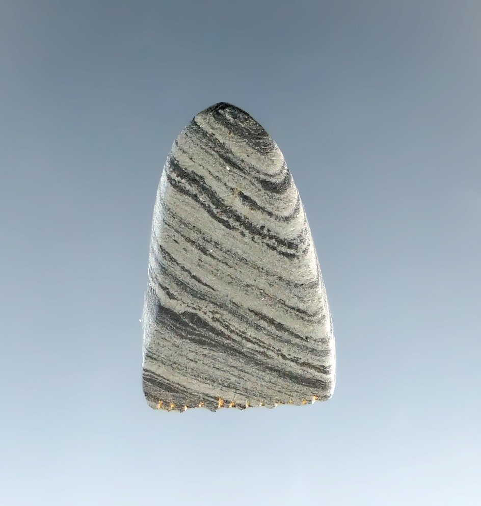 Rare! Miniature 13/16" Ft. Ancient Fringed Pendant. Gallia Co., Ohio. Ex. Charlie McKean.