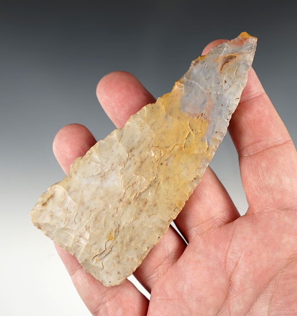 4 9/16" Archaic Blade made from multi-colored Flint Ridge Flint. Found in Ohio.