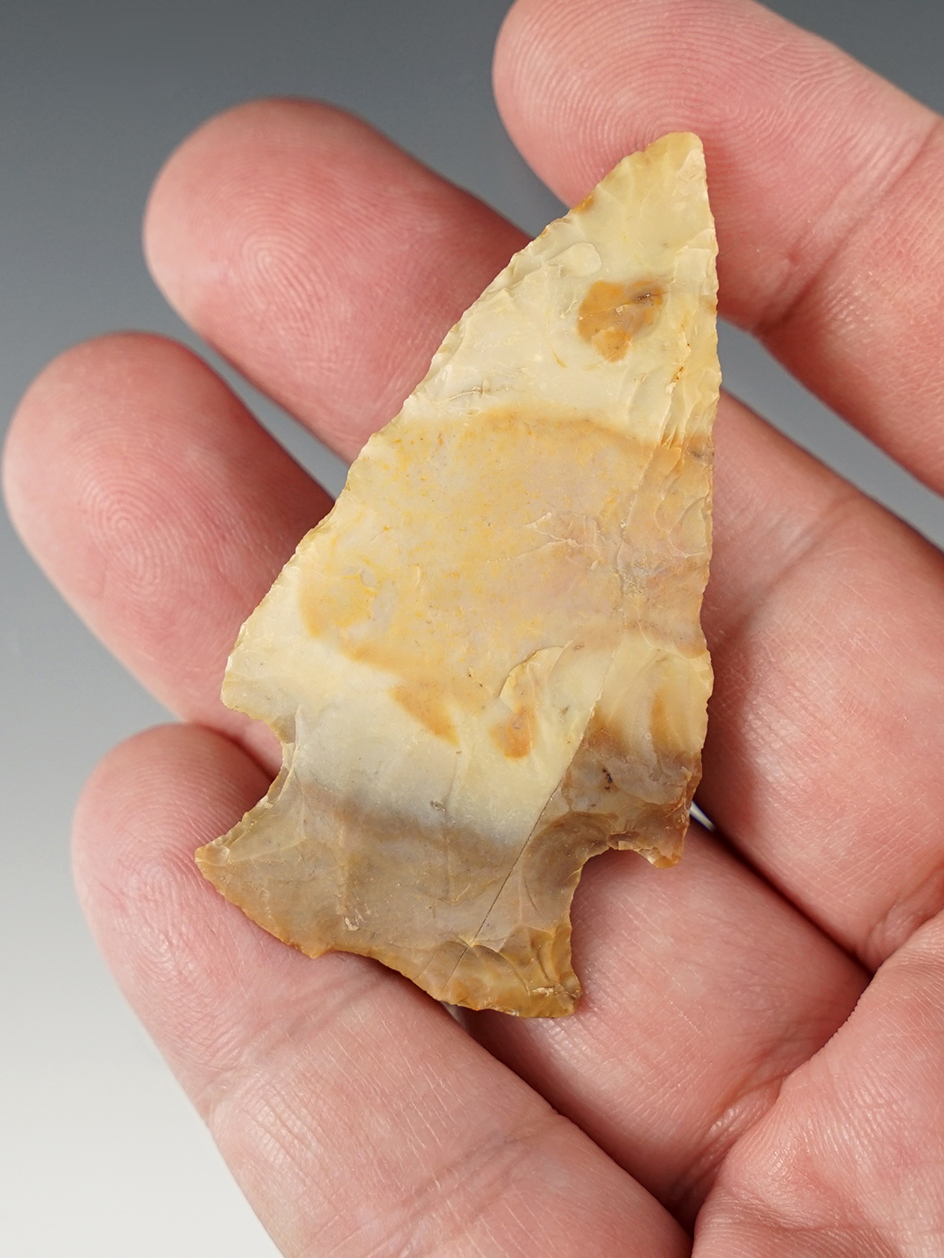 2 5/16" Hopewell made from attractive multi-colored Flint Ridge Flint. Geauga Co., Ohio.