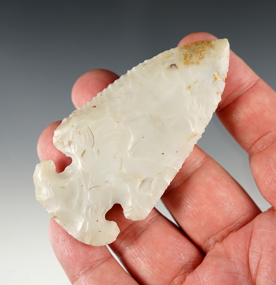 Classic! 3 5/16" Archaic Thebes E-Notch - high-quality Flint Ridge Flint. Licking Co., Ohio.