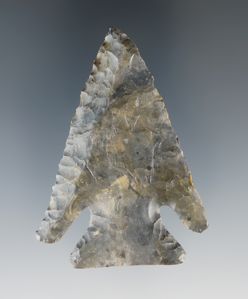 2 1/2" Archaic Thebes Bevel - Upper Mercer Flint found in Delaware Co., Ohio. Pictured!