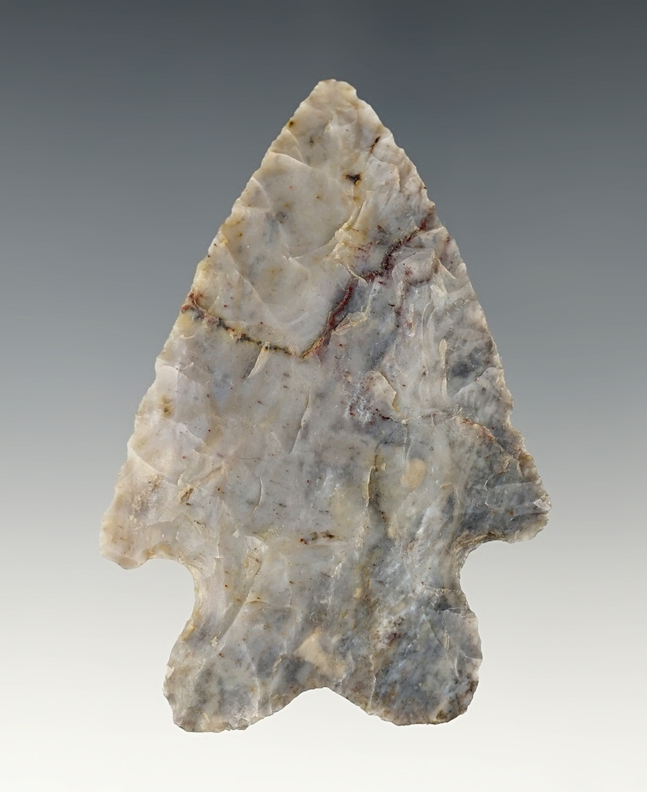 2 9/16" MacCorkle Bifurcate made from Flint Ridge Flint, found in Ohio.
