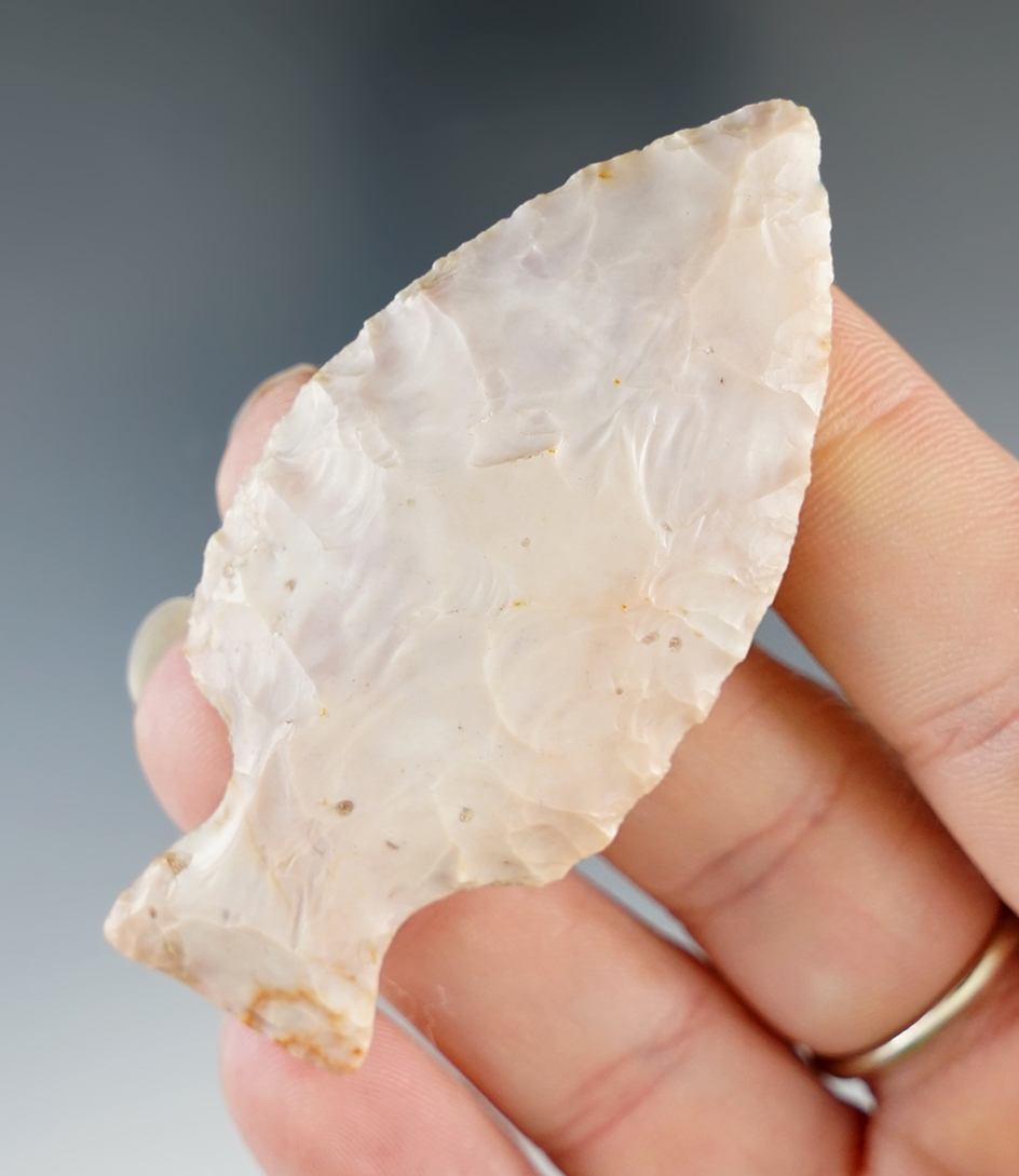 2 9/16" Bottleneck made from "Jewel" Flint Ridge Flint. Classic example. Crawford Co., Ohio.
