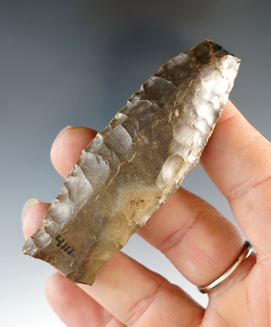 2 15/16" Paleo Cumberland fluted on both sides and made from Fort Payne Chert. Davis COA.