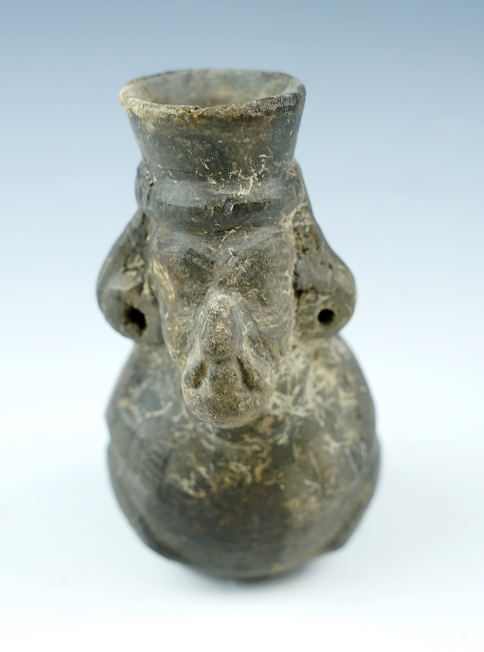 3 7/8" Tall Miniature Chimu Pottery Vessel with excellent detail found in Peru.