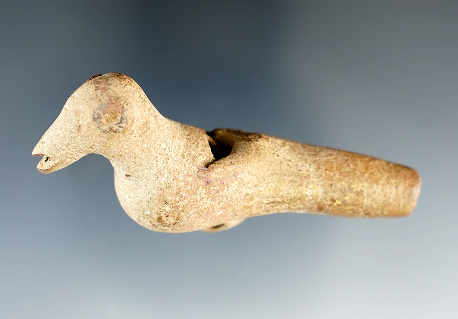 2 7/8" Nicely styled Bird Effigy Pottery Whistle found in Ecuador.