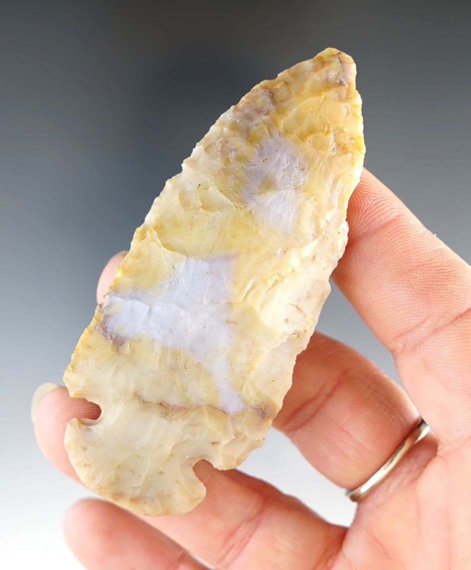 Classic style 3 1/4" Multi-colored Flint Ridge Flint Dovetail - Zanesville, Licking Co., Ohio.