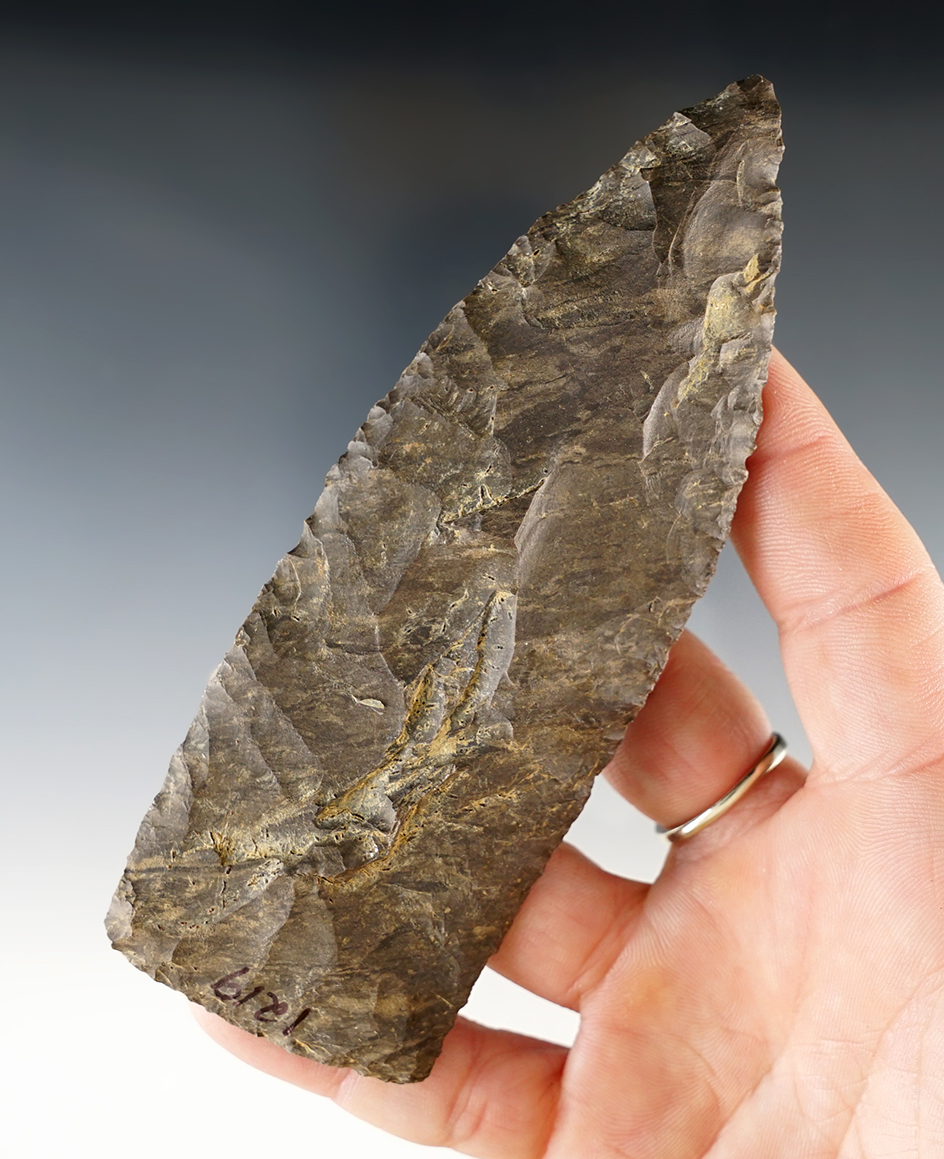 4 7/8" Very large Copena made from Dover Flint. Found in Houston Co., Tennessee.