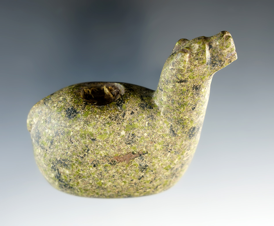 3 1/4" Llama Canopa made from green, black and white stone in excellent condition.