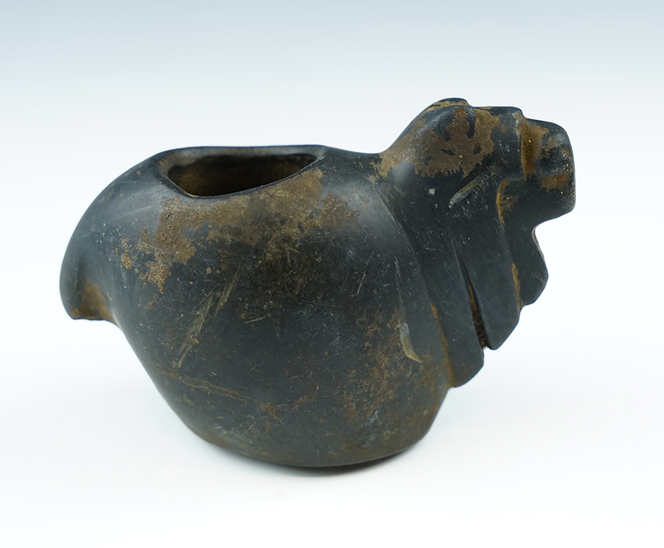 3 1/2" Imperial Alpaca Canopa made from traditional black Andean Stone. Excellent example.