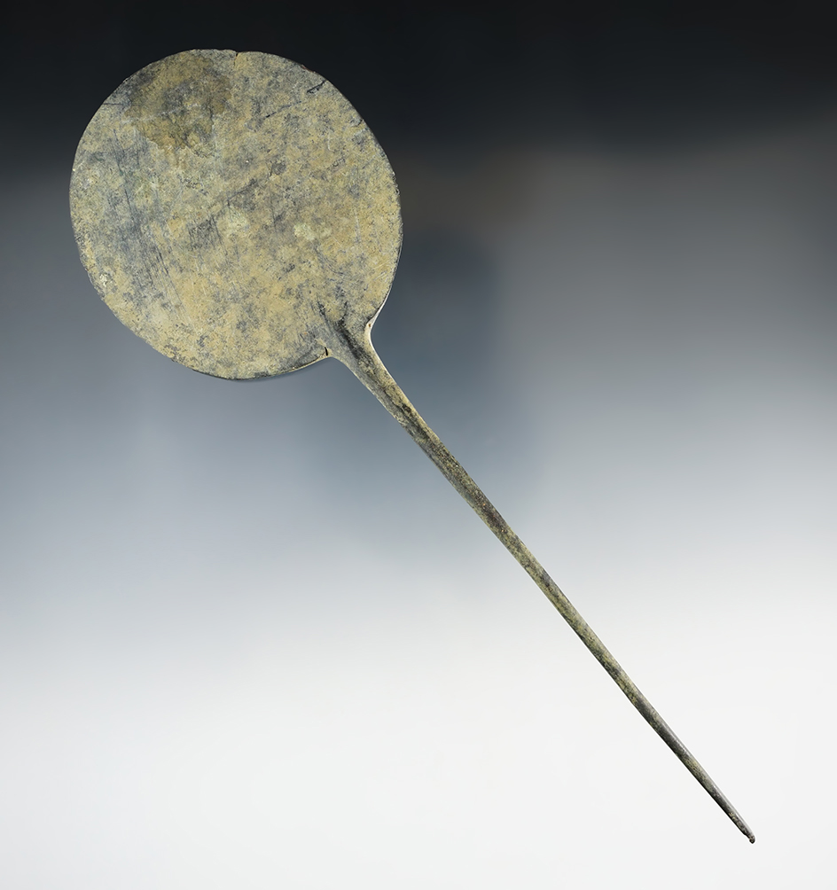 Large 8 7/16" by 2 3/4" Pre-Columbian Copper Tupu Pin - nicely patinated and well styled.