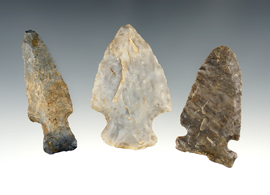 Set of 3 nice Ohio points in excellent condition. The Largest is 2 7/16".