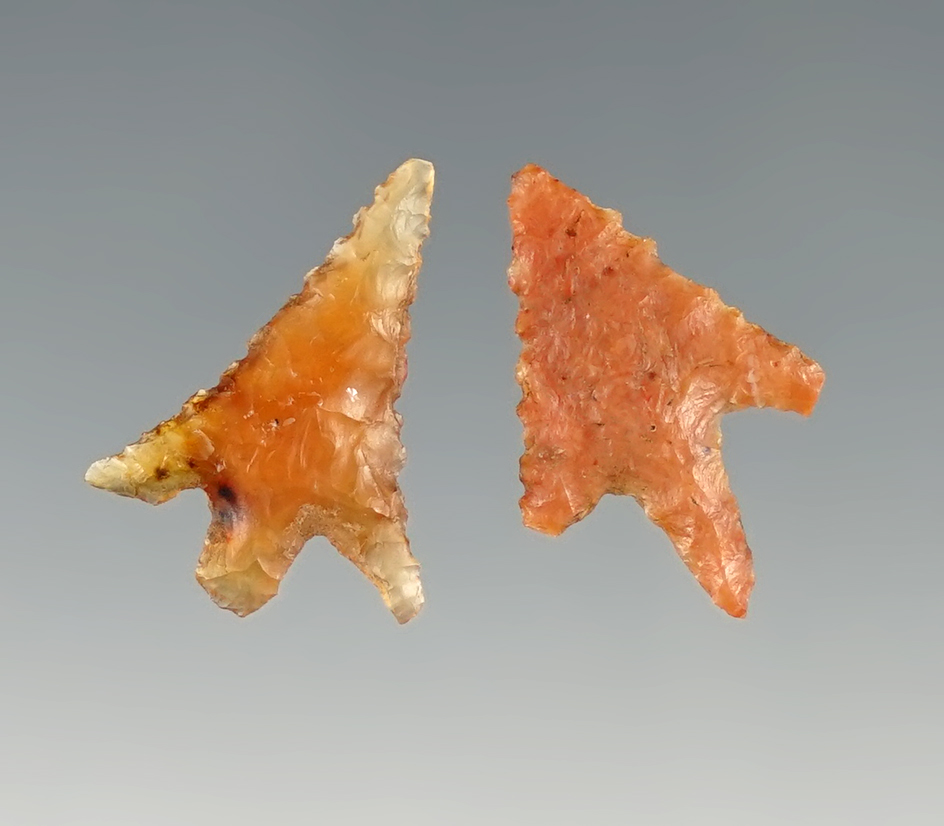 Pair of finely made Columbia River Gem Points. The largest is 13/16".
