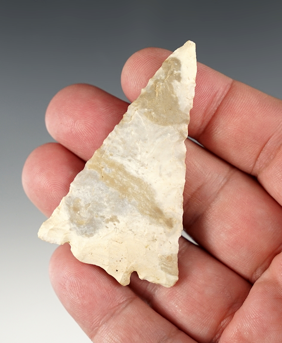 2 5/8" Decatur found in Richland Co., Ohio. Made from nice mottled flint.