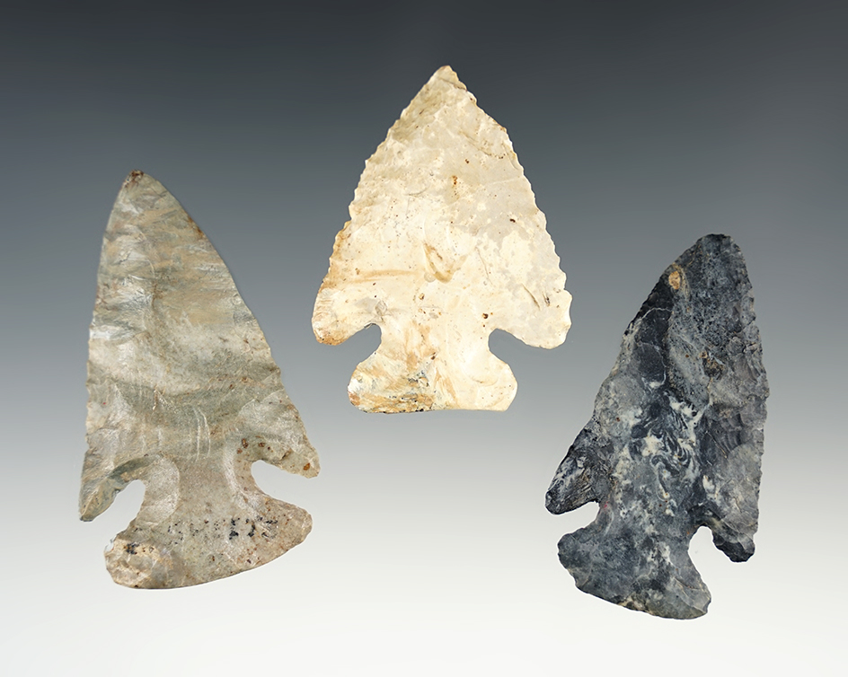 Set of 3 Ohio Thebes points. All have restoration. The Largest is 2 11/16".