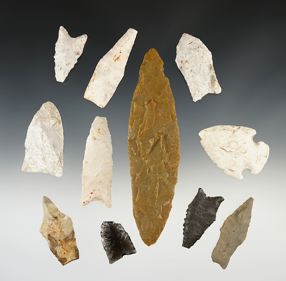 Set of 11 points found in various locations. The largest is 5 5/8".