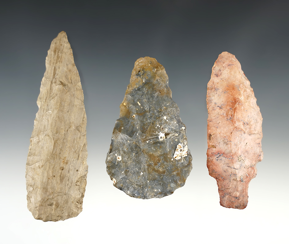 Set of 3 Knives found in Indiana, Ohio and Kentucky. The largest is 4 1/8".