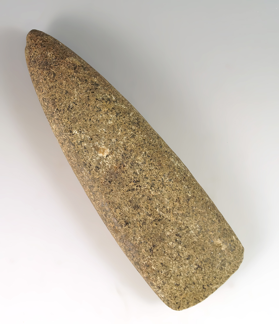 Nice! 7" long Adena tapered poll Adze found in Hardin Co.,  Ohio. Very well defined.