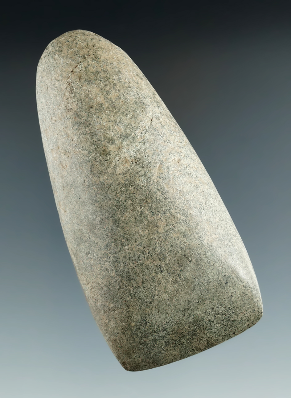 4 3/16" rare Adena flat bottom Adze. Found in Morrow Co., Ohio. Ex. Jack Hooks, Jake Bikar.