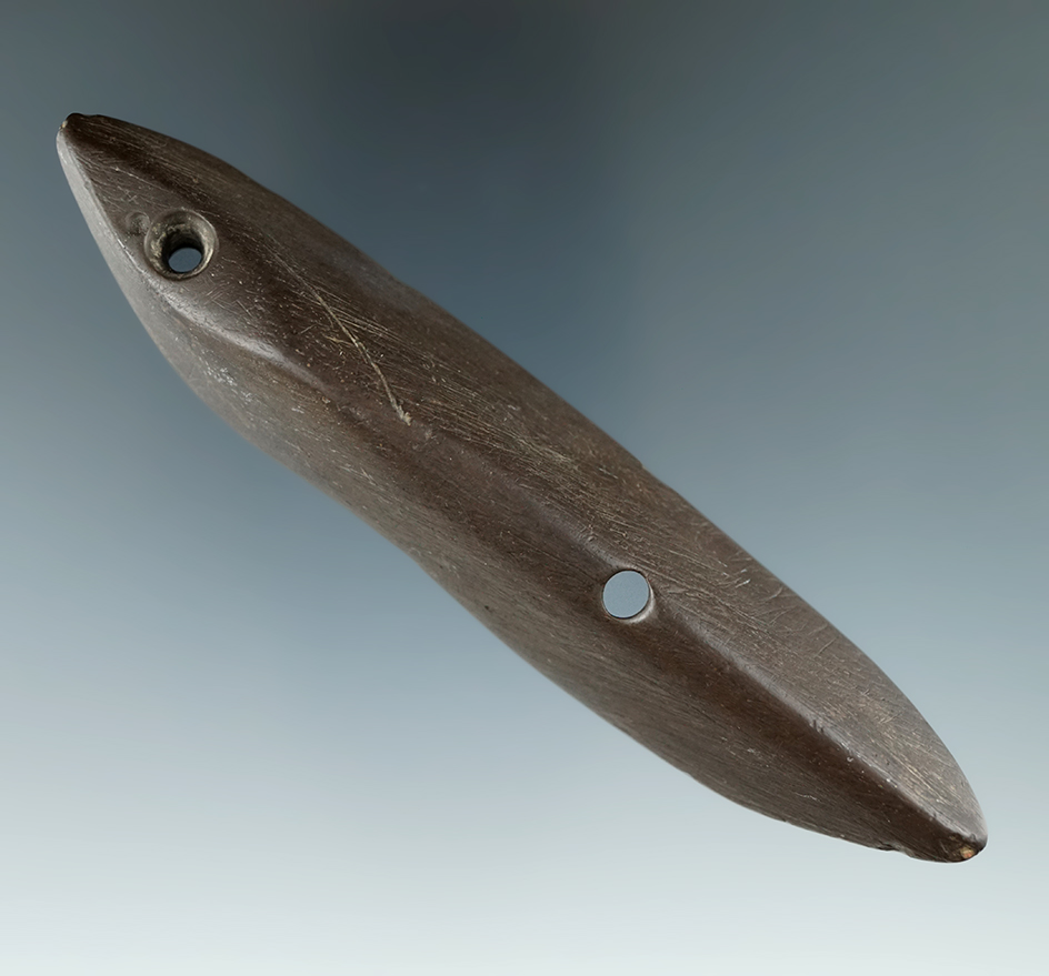 4 1/2" very rare "submarine style" Glacial Kame Spineback/Ridged Gorget.