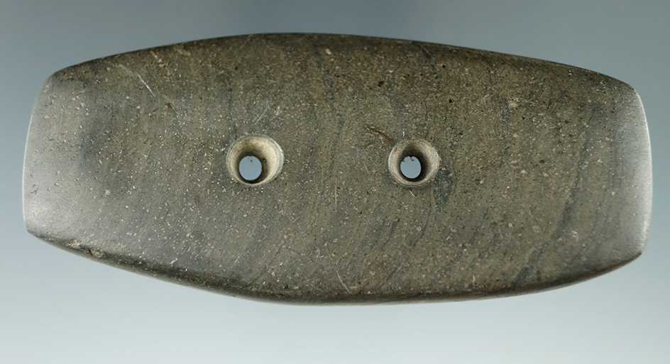 4 1/8" Glacial Kame Expanded Center Gorget  found in Northern Ohio. Ex. Elmer Grimm