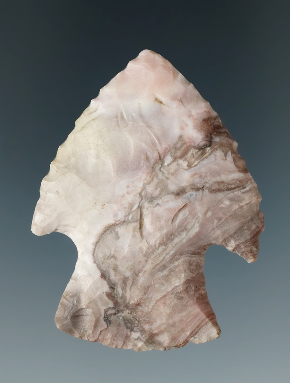 2" classic style colorful Burlington Chert Snyders Hopewell found in Missouri.
