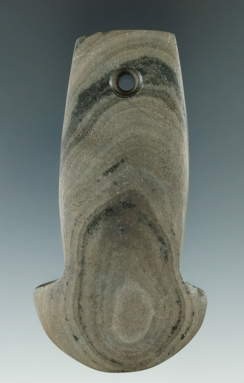 3 1/2" Adena Anchor Pendant found in Franklin Twp., Coshocton Co., Ohio.