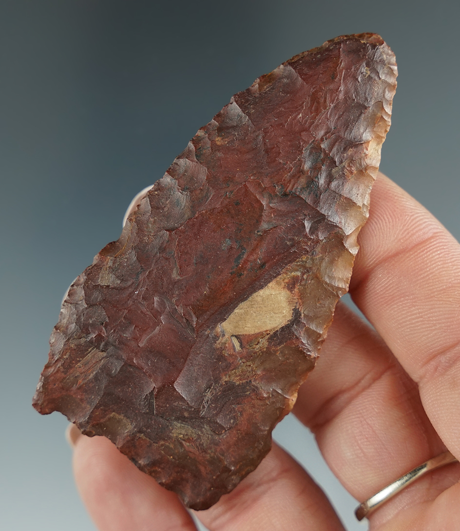 2 15/16" Jasper Blade found near the Rogue River, Oregon. Ex. Jim Hogue collection.