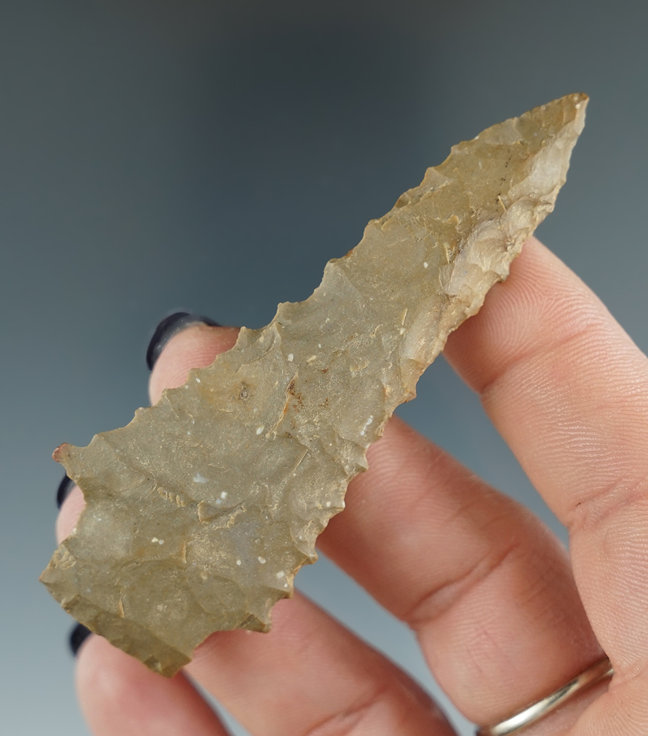 3" nicely serrated Kirk Stemmed Knife found in Kentucky.