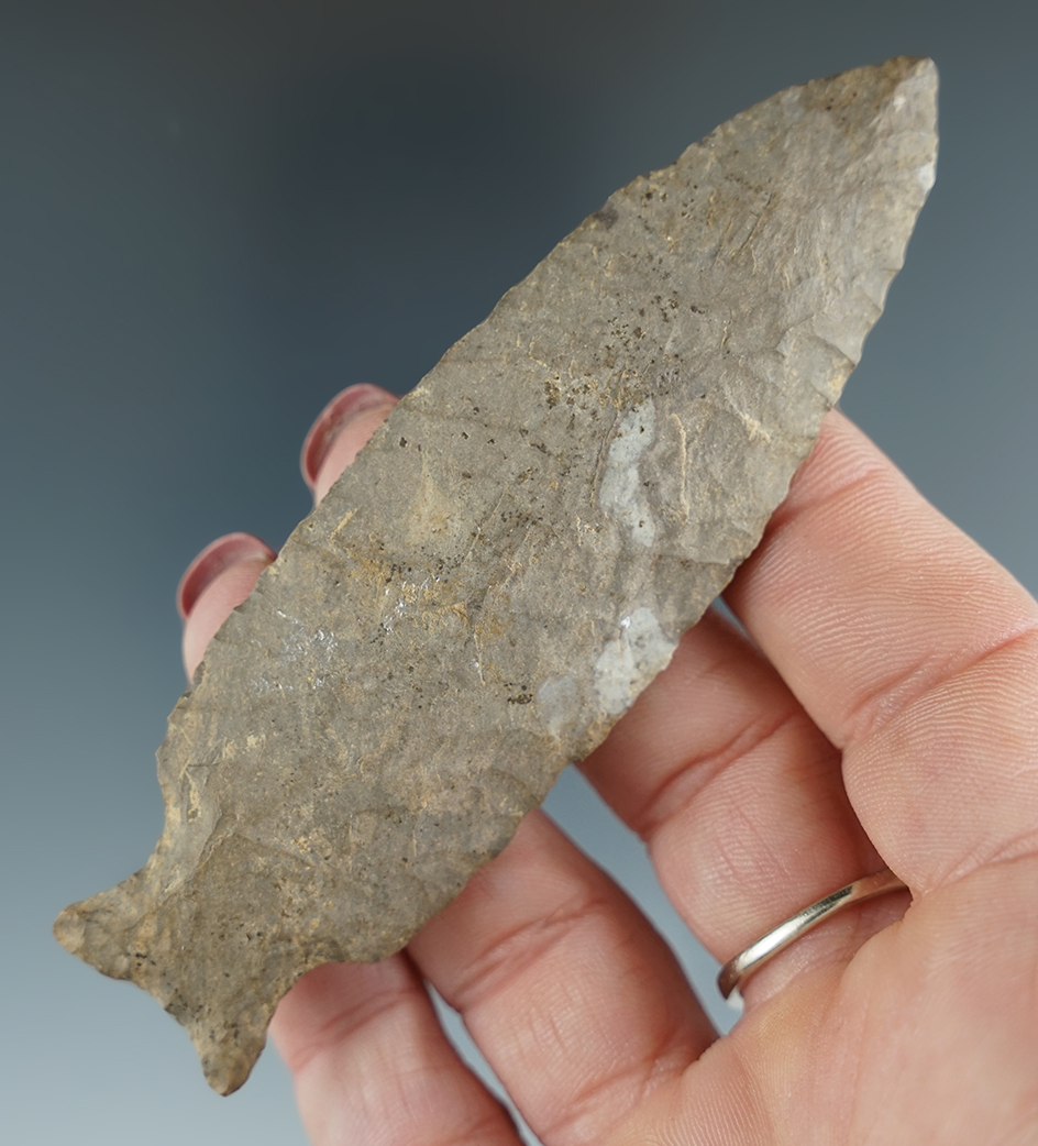 3 7/8" thin and well flaked Dover Flint Knife found in Tennessee.