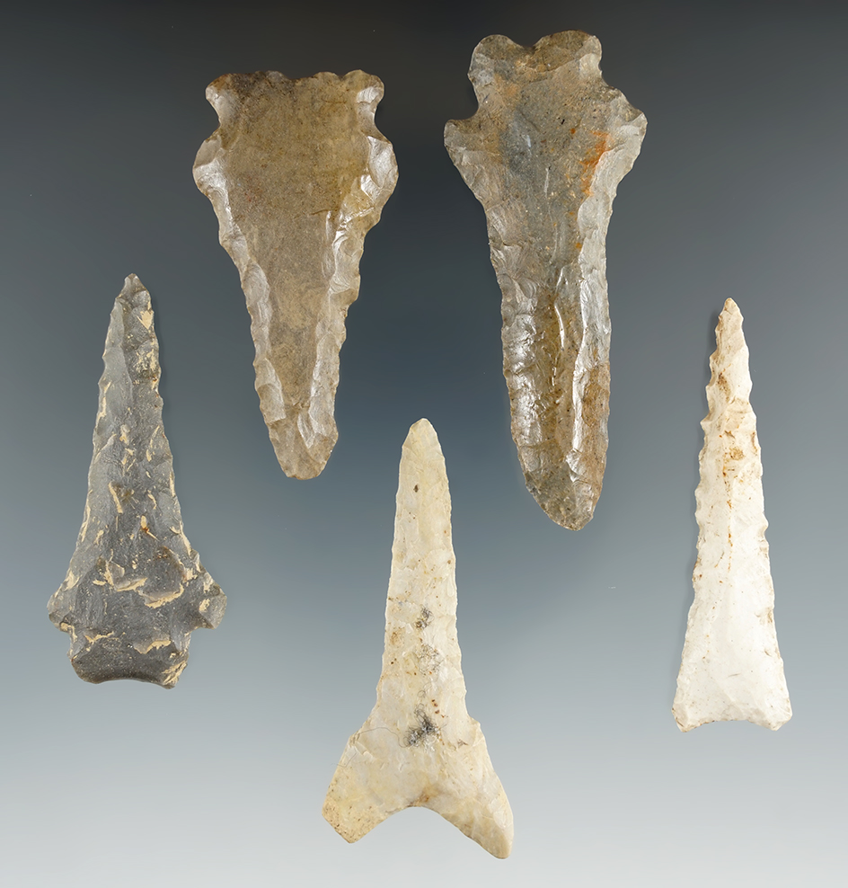 Set of five nice Midwestern Drills in nice condition. Largest is 2 3/4".