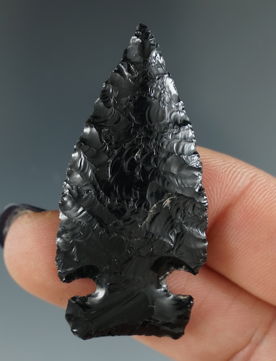 Excellent flaking in style on this 1 15/16" Northern Side Notch - Lake County, Oregon.