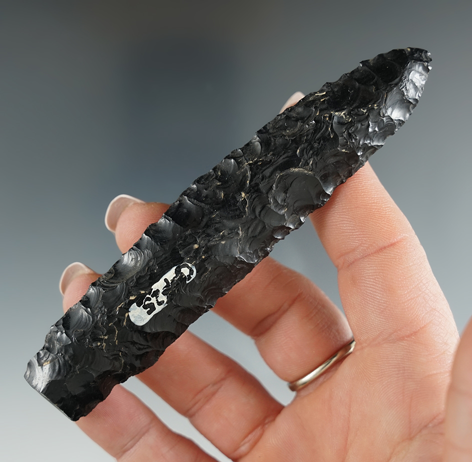 Pictured!  4 3/8" obsidian Alberta/Scottsbluff found in Central Oregon. Pictured in Overstreet #9