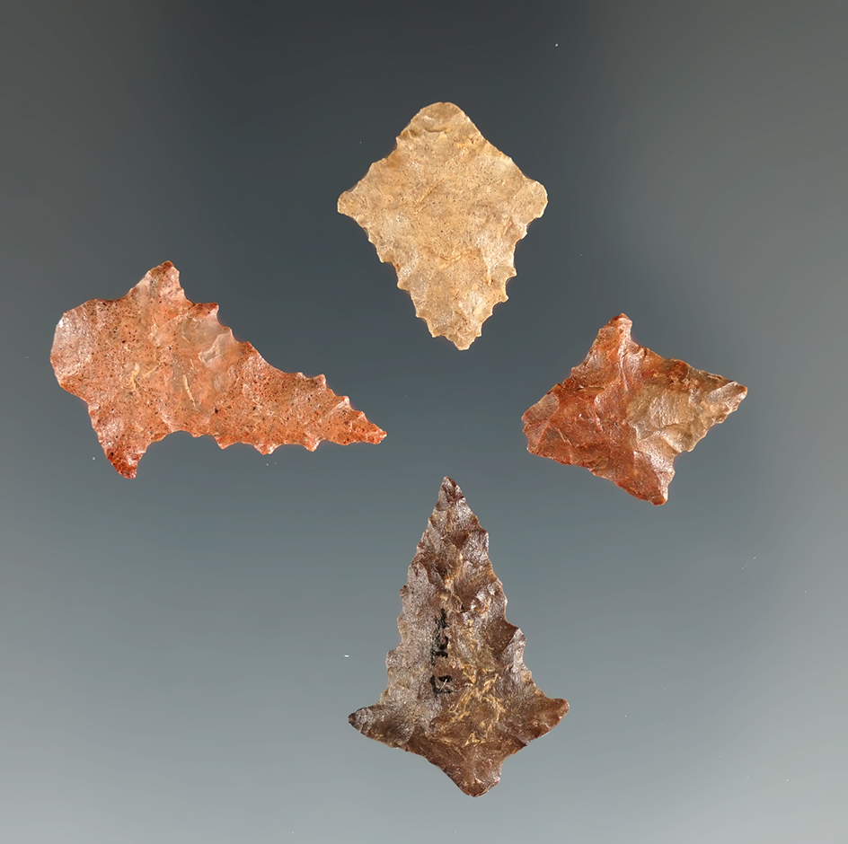 Set of four nicely made arrowheads found in Eastern Texas, largest is 15/16".