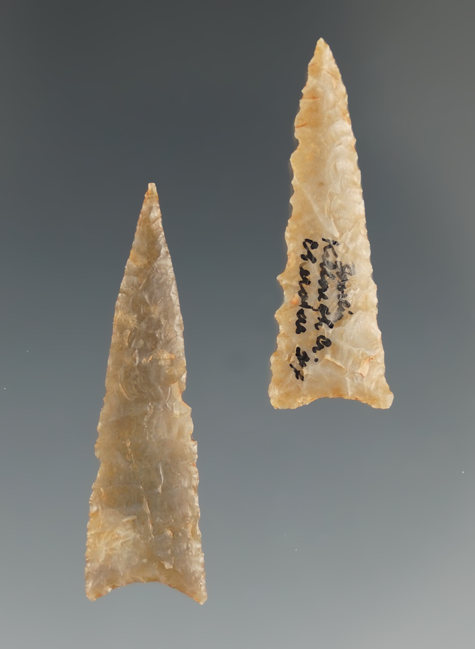 Pair of beautifully made Talco points found in East Texas, largest is 1 1/2".