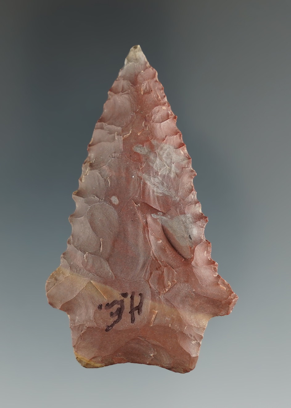 2 1/4" beautifully serrated Archaic Knife made from Buffalo River chert found in Hardin Co.,TN.