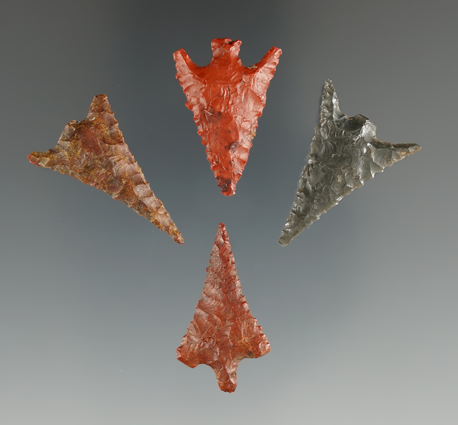 Set of four Gunther points found in Oregon, largest is 1 3/16". Ex. Jim Hogue collection.