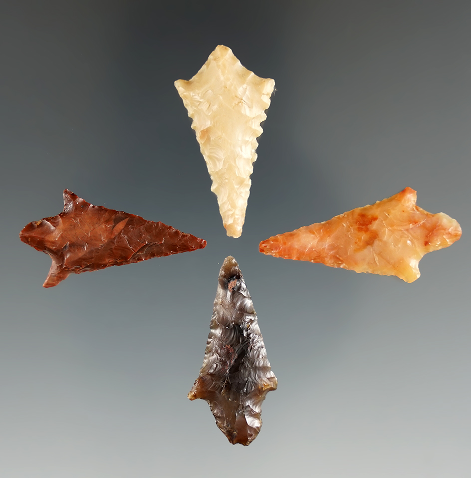 Nice set of four Rabbit Island points found near the Columbia River, Roosevelt Washington.