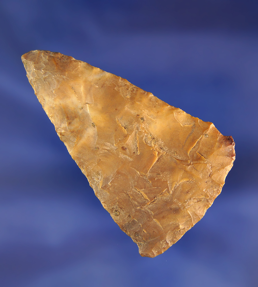 2 3/8" multicolored Jasper Blade found near the John Day rapids. Ex. Fred Heimbigner collection.