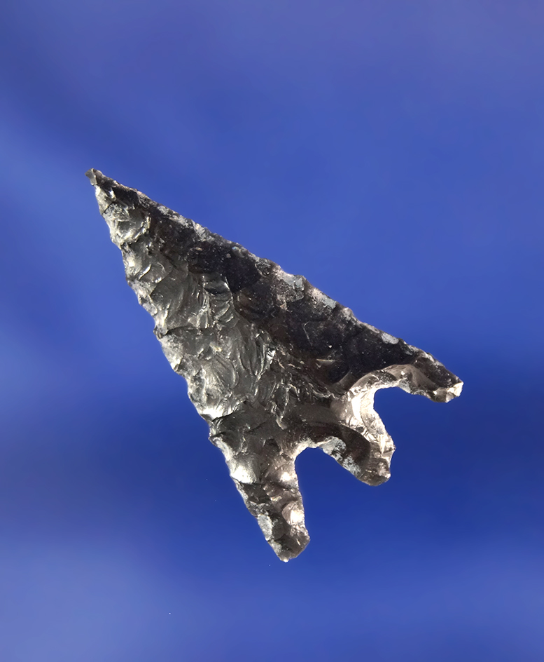 1 1/8" Obsidian Cornernotch arrowhead found in Oregon.