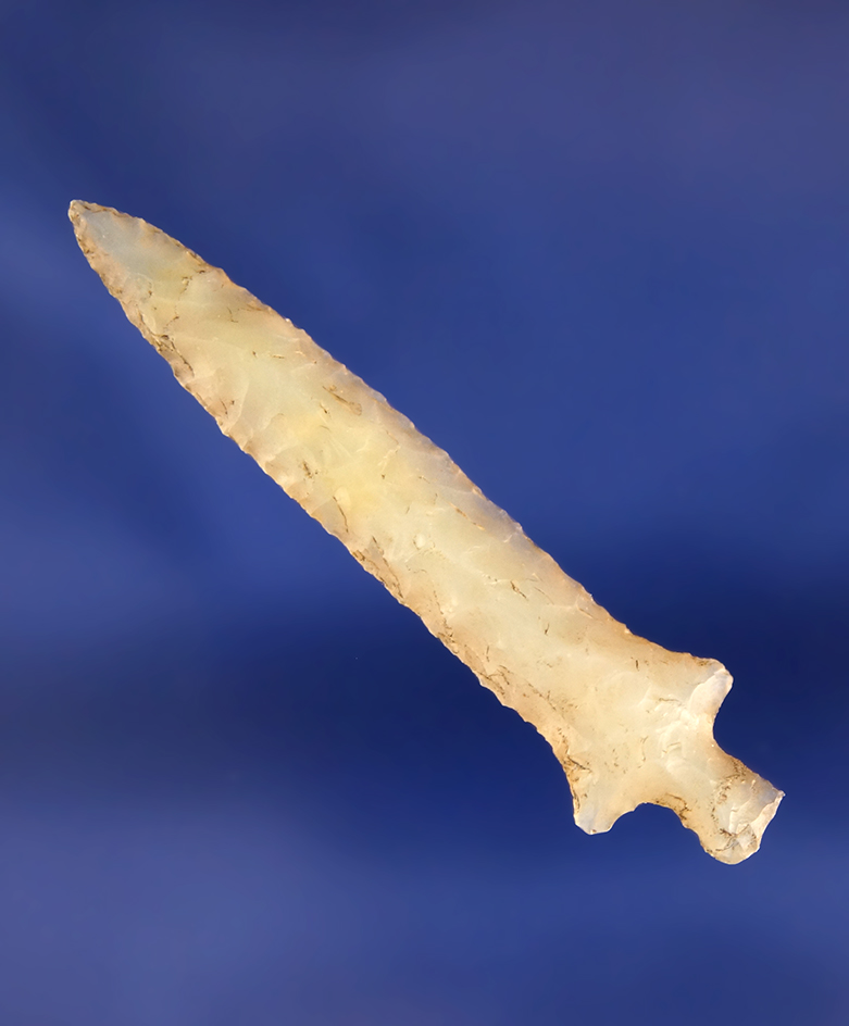 Sale highlight! Truly beautiful, heavily patinated, G – 10 1 13/16" translucent agate Dagger.