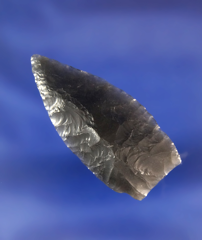 Excellent flaking on this 1 11/16" Obsidian Shouldered Lanceolate dart point - Fort Rock Oregon.