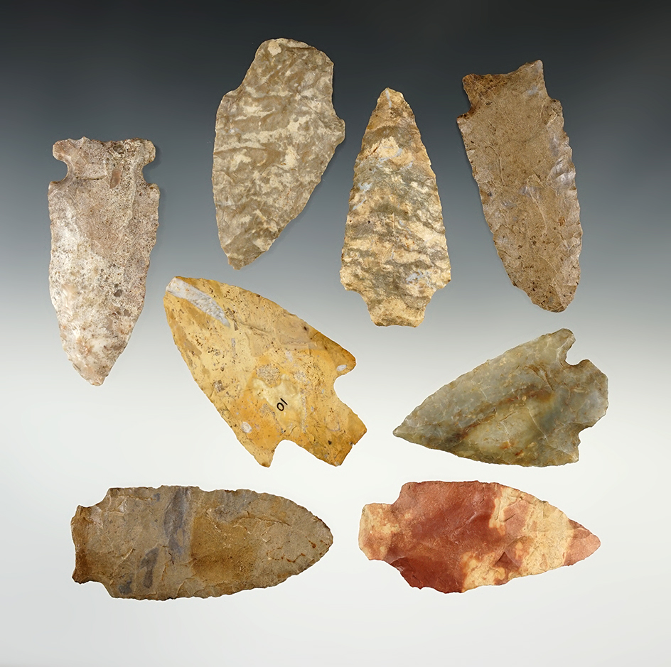 Set of 8 Midwest points in good condition. Largest 2 13/16".